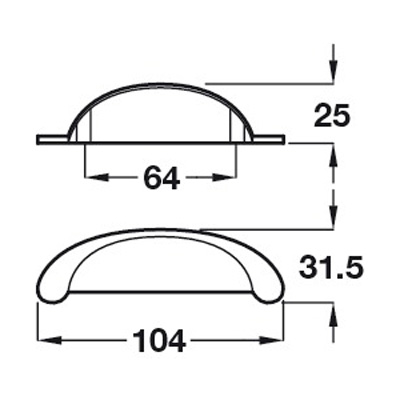 Pomeroy - Cup Handle - Stainless Steel Effect Dimensions