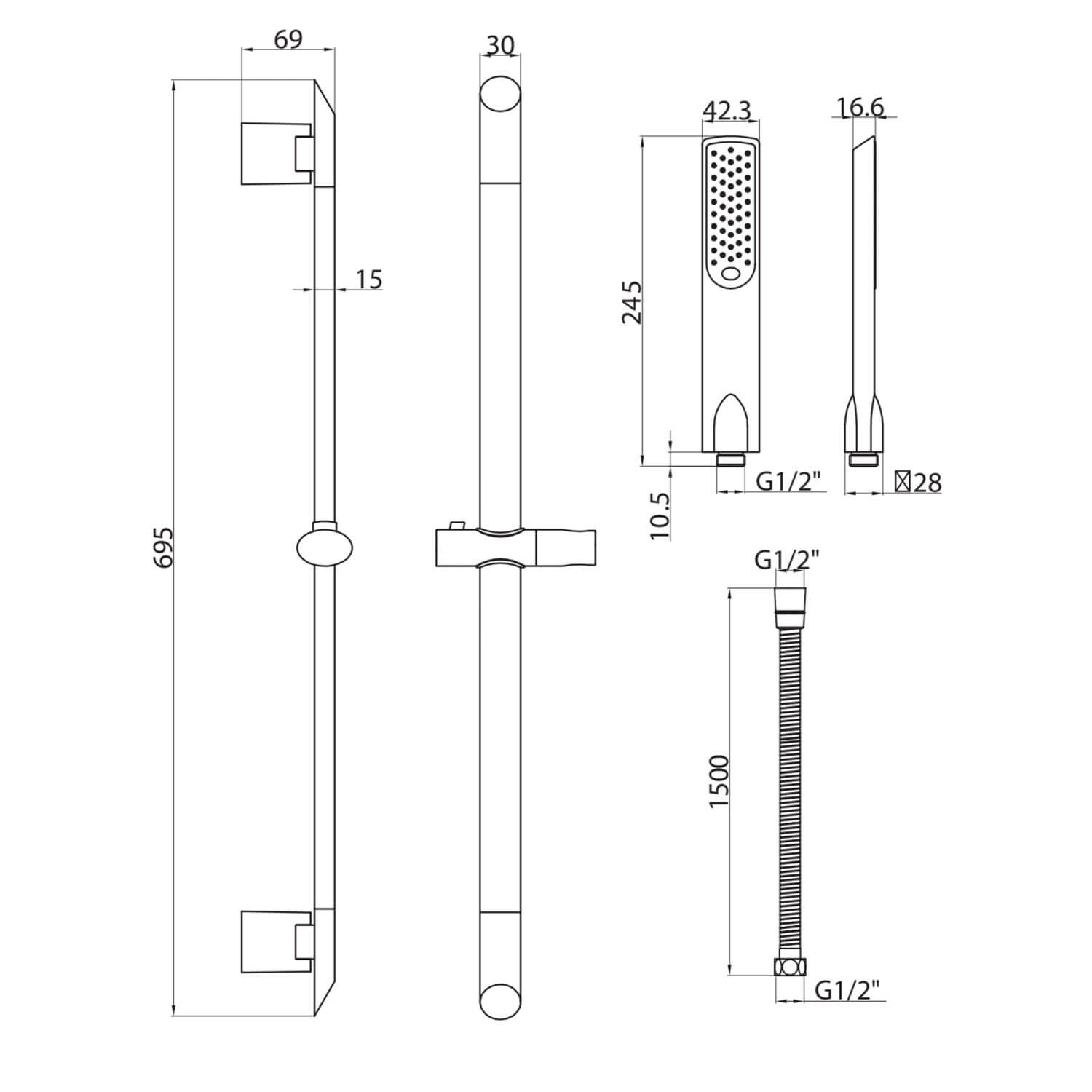 Marco Oval Slide Rail Kit with Pivoting Wall Brackets RISERKIT006_3