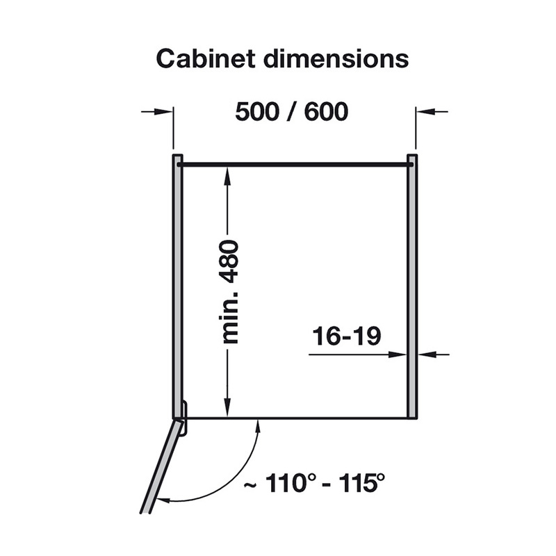 600mm Swing Out Larder Mechanism Cabinet Dimensions