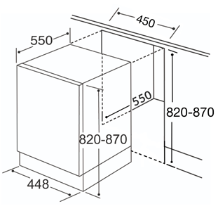 CDA CDI4121 45cm Slimline integrated Dishwasher10 Place Settings, 6 Programs (2022) Dimensions