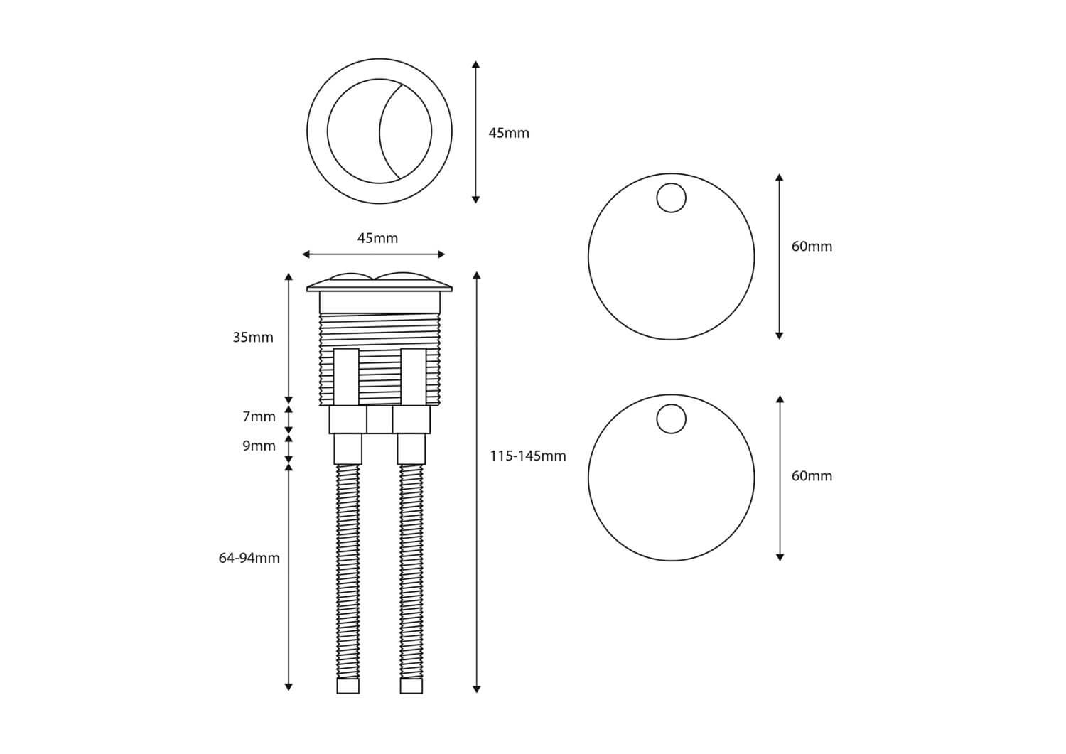 Black Seat Hinge Cover & Cistern Push Button BLACK-COVER&BUTTON_3
