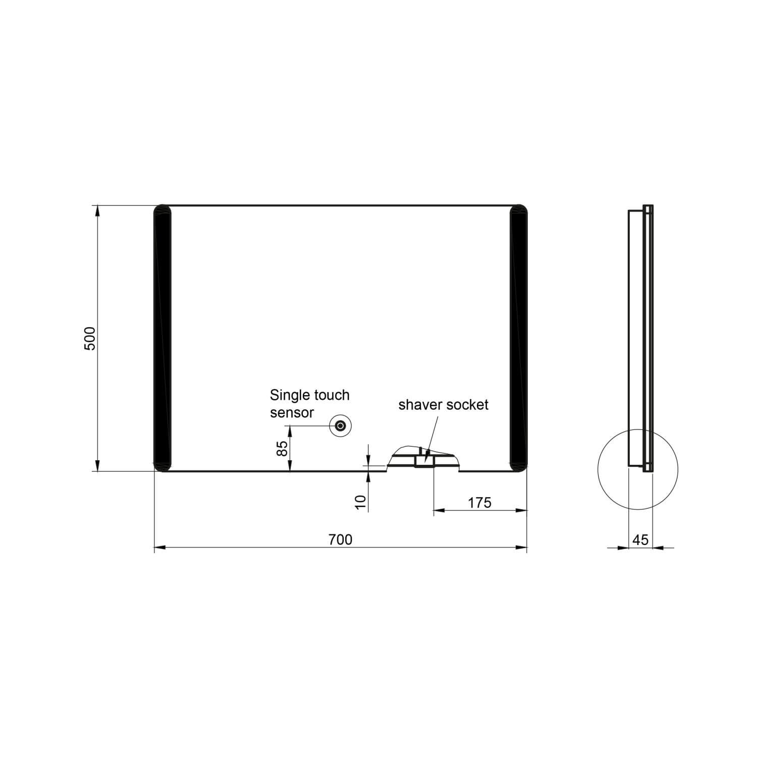 Berio LED Mirror with Demister Pad & Shaver Socket - 700 x 500mm BERIO-700X500_4