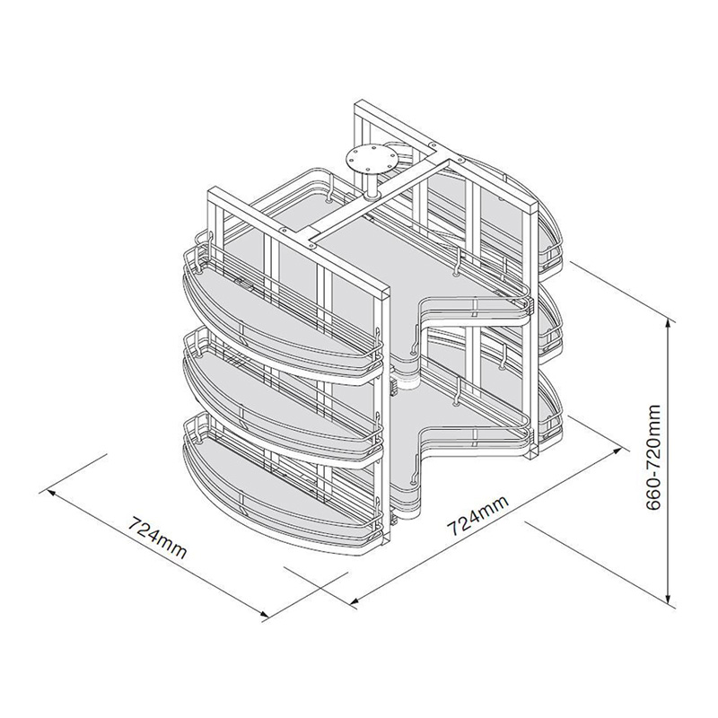 Ultimate Carousel Storage Unit, Solid Base Shelves Dimensions