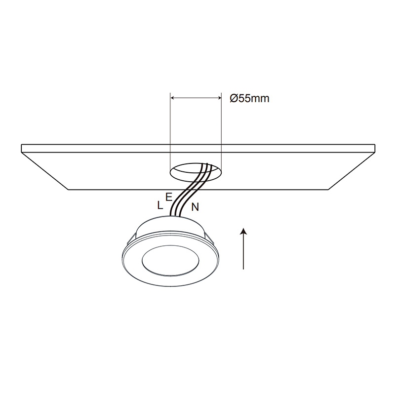 Mains LED Cabinet Light (2.5w) - Round Mounted in panel