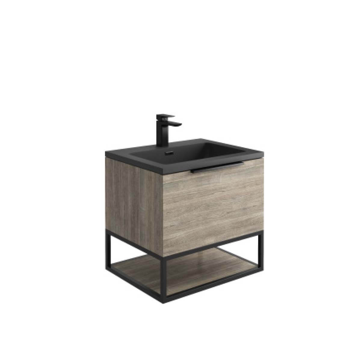 Ambience Black Frame with Dual Colour Shelf - 60x48x20cm - Rustic Oak/Grey Oak/Matt White/ Matt Grey AMBIENCE-FRAME-60X48X20_4