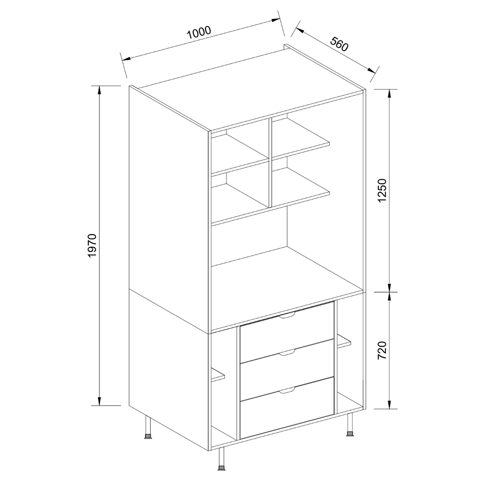 1000mm wide deals larder unit