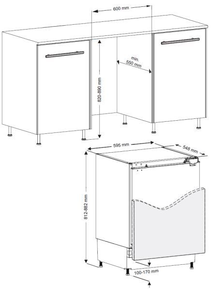 CDA CRI581 - Integrated Under Counter Freezer Dimensions