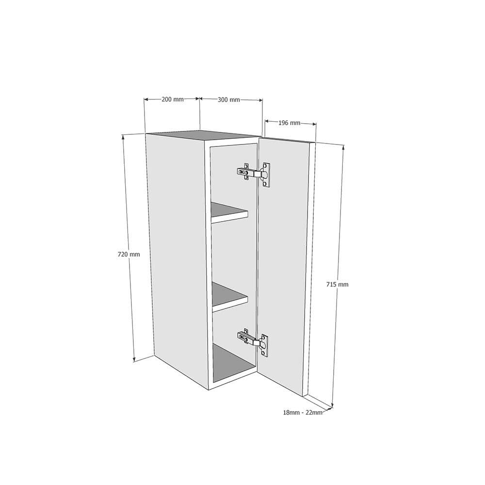 200mm Single Wall Unit (Medium) Dimensions