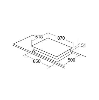 CDA HN9611FR 87cm 5 Zone Induction Hob, Frameless, Black Glass Dimensions