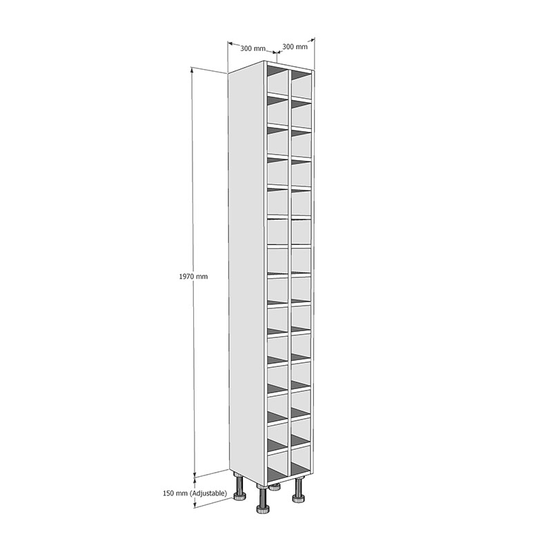 300mm Tall Wine Unit (Medium) (1970mm) - (Carcase material) Dimensions