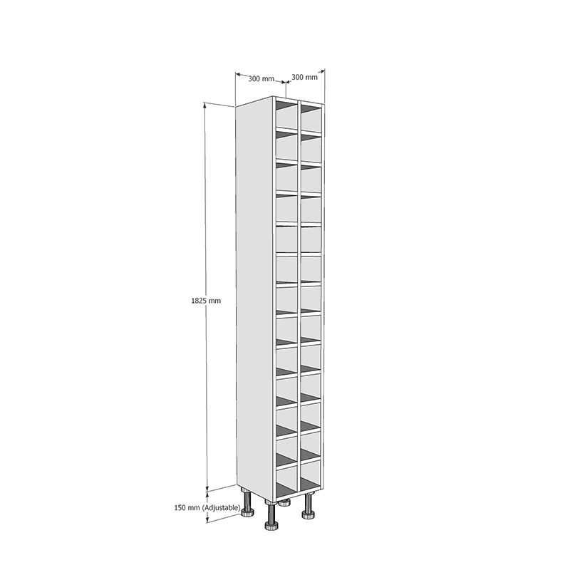 300mm Tall Wine Unit (Low) (1825mm) - (Carcase material) Dimesions