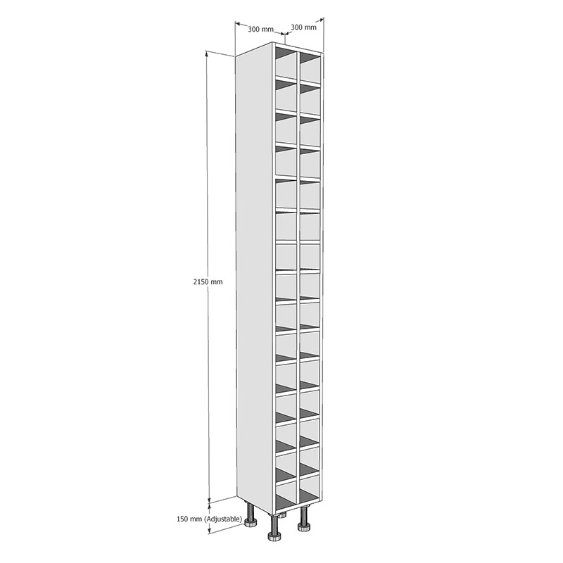 300mm Tall Wine Unit (High) (2150mm) - (Carcase material) Dimensions