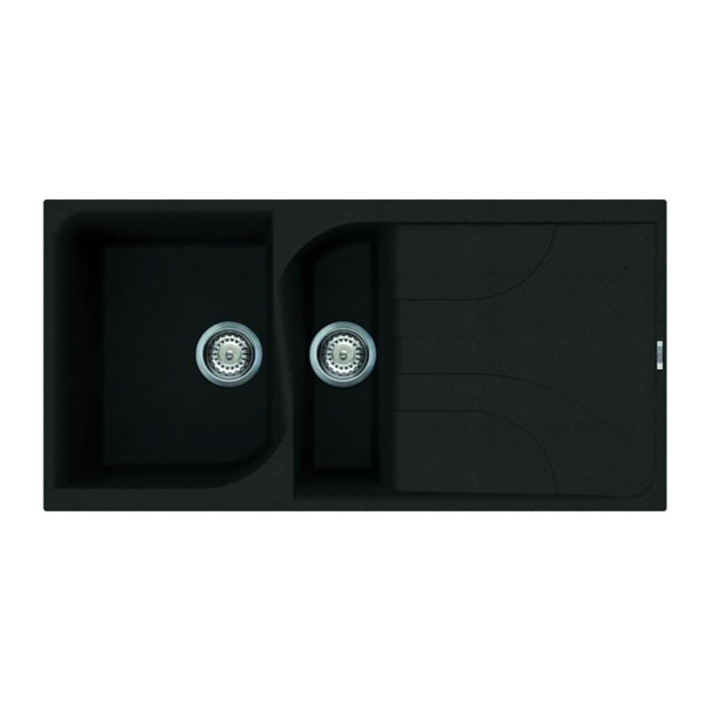 Quartz Black 1.5 Bowl Sink & Mesa Brass Tap Pack Sink Image