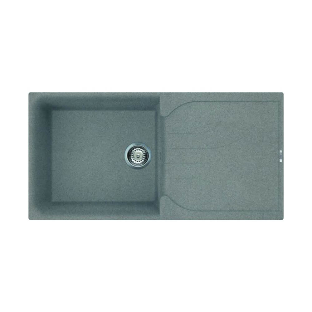 Quartz Titanium Large Single Bowl Sink & Cascade Matte Black Tap Pack Sink Image