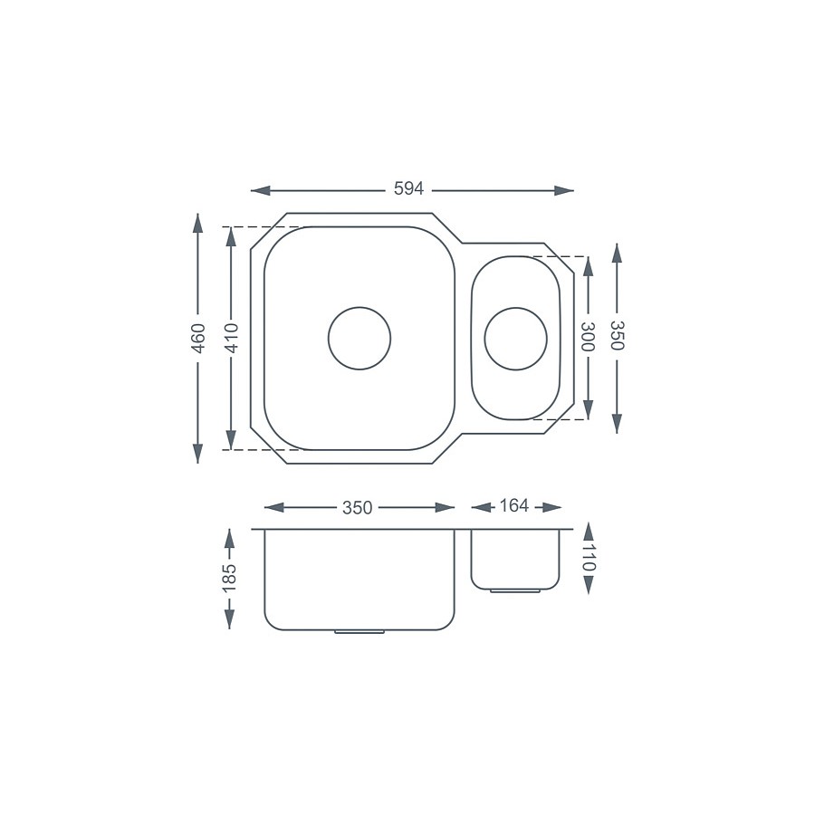 Premium Stainless Steel 1.5 Bowl Undermount Sink & Apsley Chrome Tap Pack Sink Dimensions