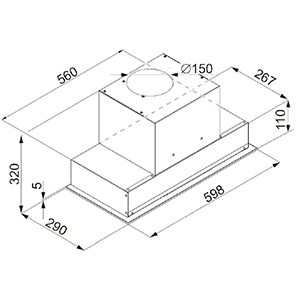 CDA CCH60BL - Canopy extractor, Touch or Remote Control, Hob Connect (HN6860FR)  Dimensions