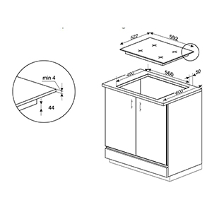 CDA HN6112FR - 4 Zone Induction Hob, Front Touch Control, Slim Depth  Dimensions