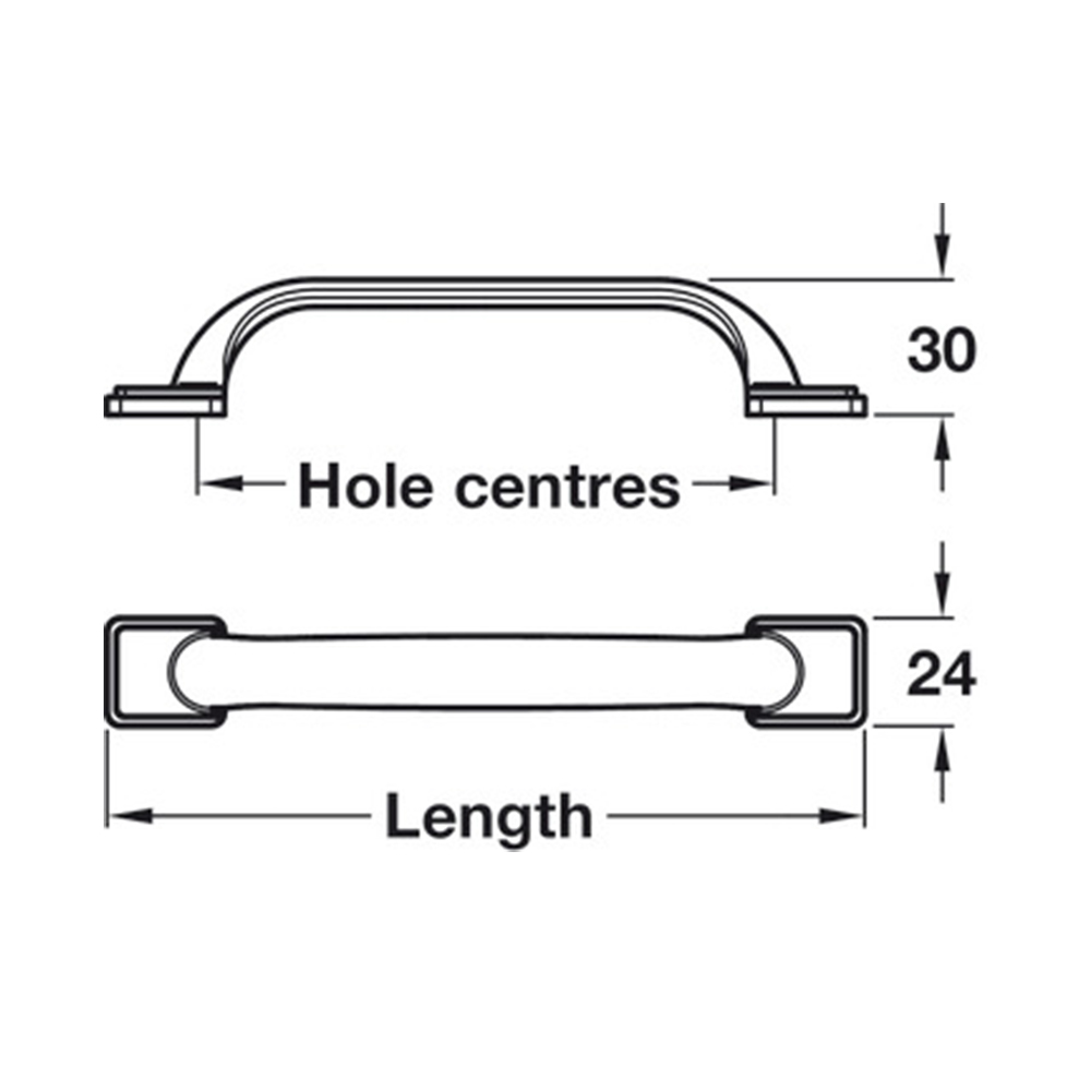 Buckingham Pull Handle - Cast Iron - Various Sizes Dimensions