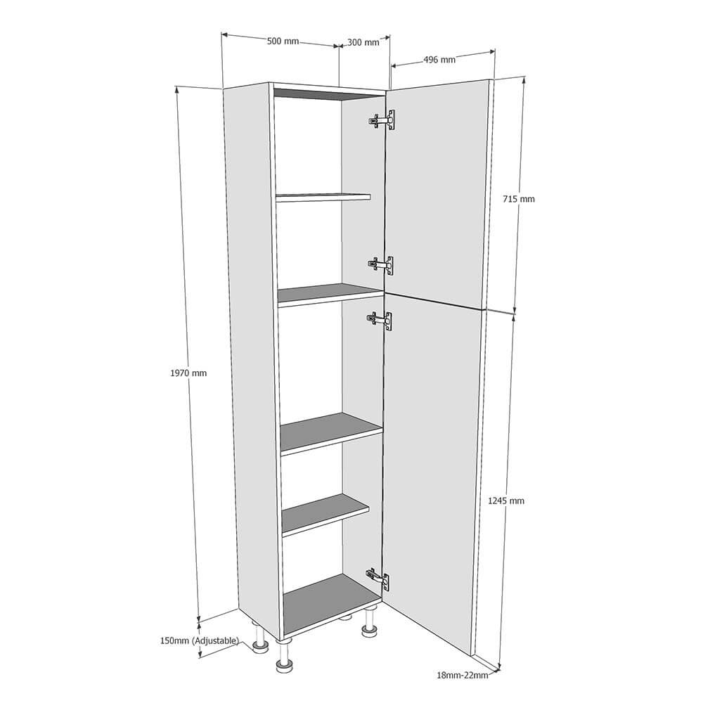 400mm Tall Larder Unit - 715mm Top Door (Medium) (300mm Deep) Dimensions