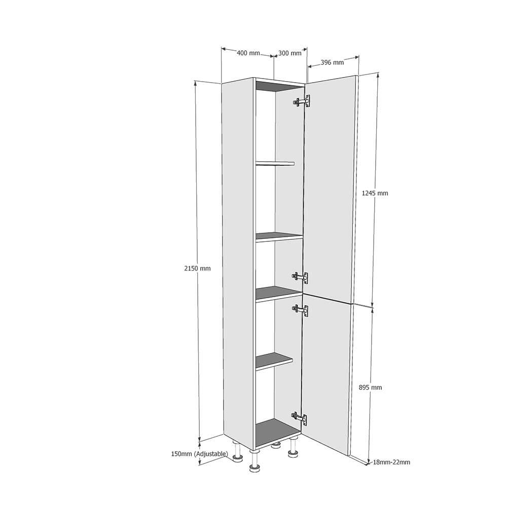 400mm Tall Larder Unit - 895mm Lower Door (High) (300mm Deep) Dimensions