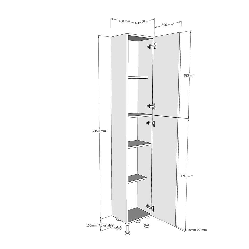 400mm Tall Larder Unit - 895mm Top Door (High) (300mm Deep) Dimensions