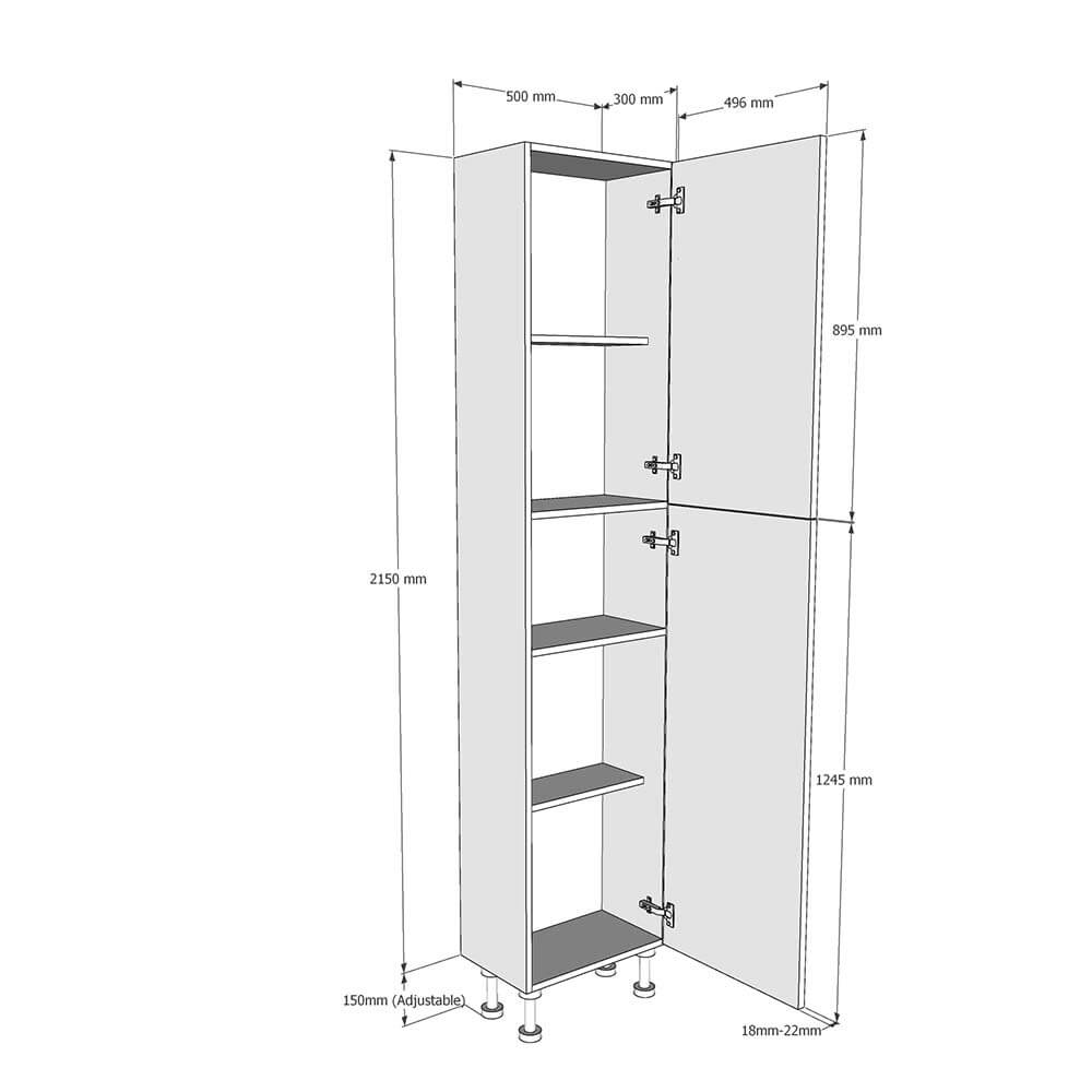 500mm Tall Larder Unit - 895mm Top Door (High) (300mm Deep) Dimensions