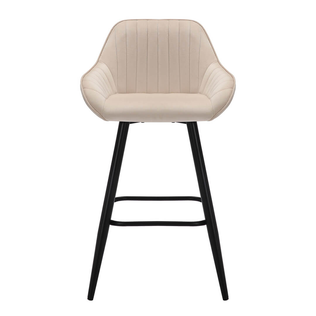 AURORA-Velluto-Velvet-Bar-Stool-Cream-Front