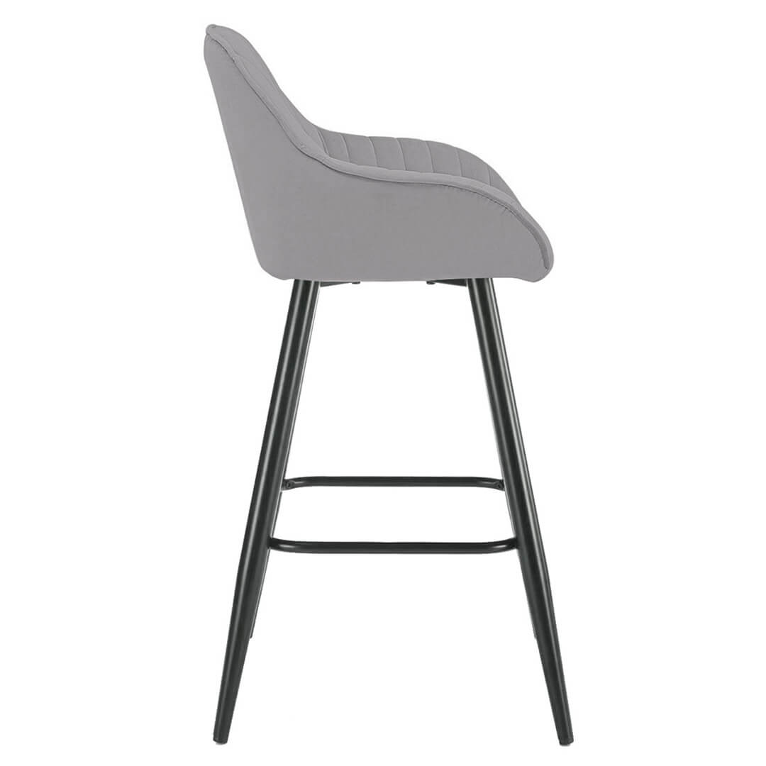 AURORA-Velluto-Velvet-Bar-Stool-Grey-Left-Side