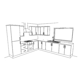 L Shape Kitchen with Island TH