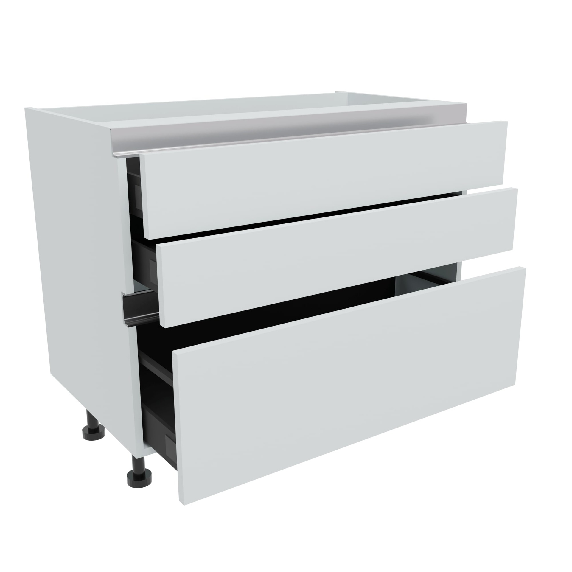1000mm True Handleless 2+1 Pan Drawer Base Unit