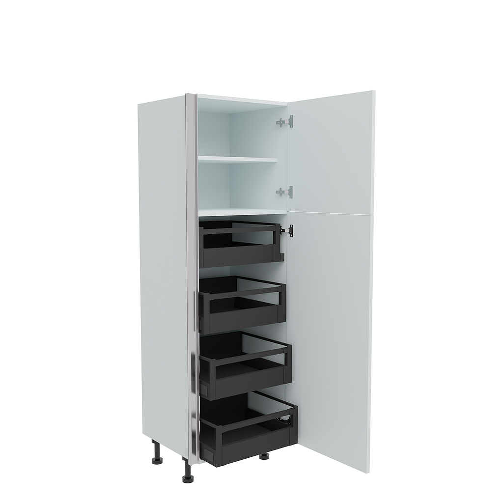 600mm True Handleless Larder Unit with 4 x Internal Drawers - RH Hinge (Low)