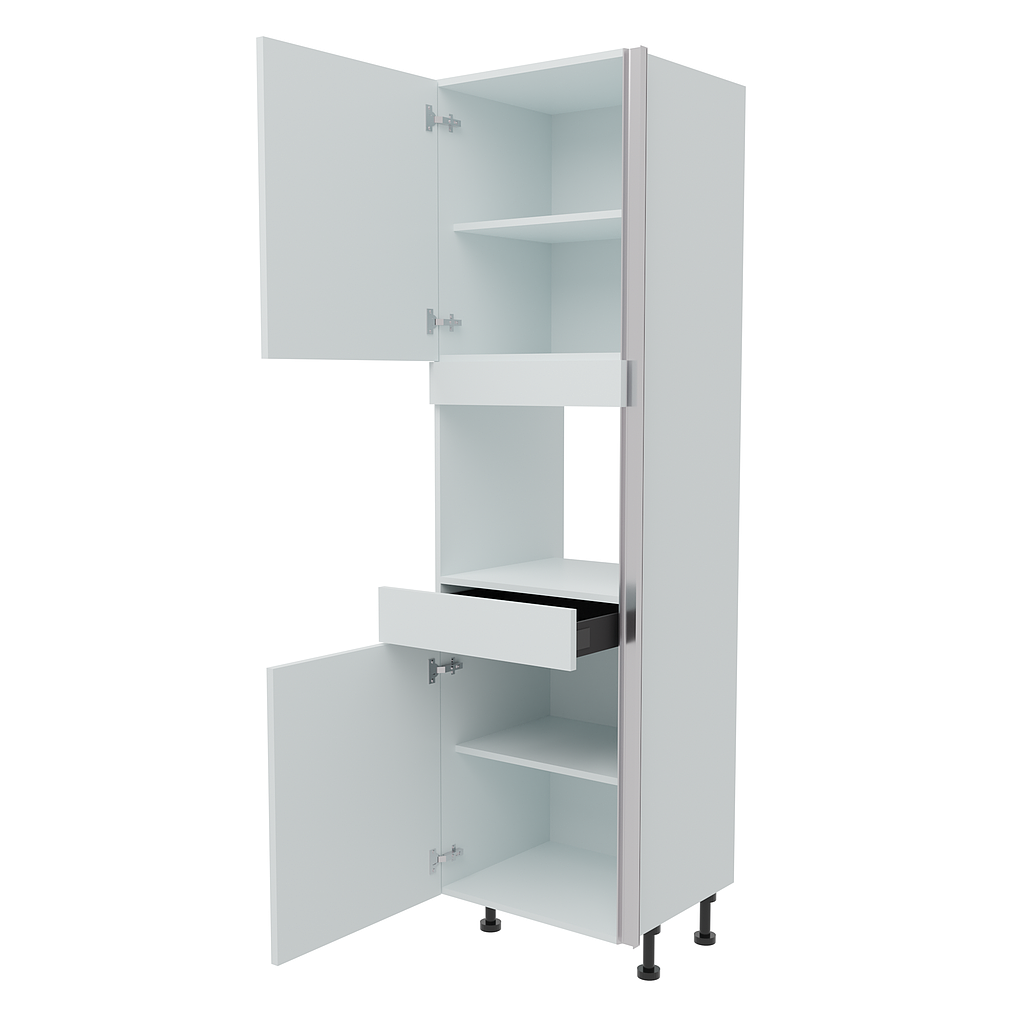 600mm True Handleless Tall Microwave Housing with Drawer & Doors - LH Hinge (High)