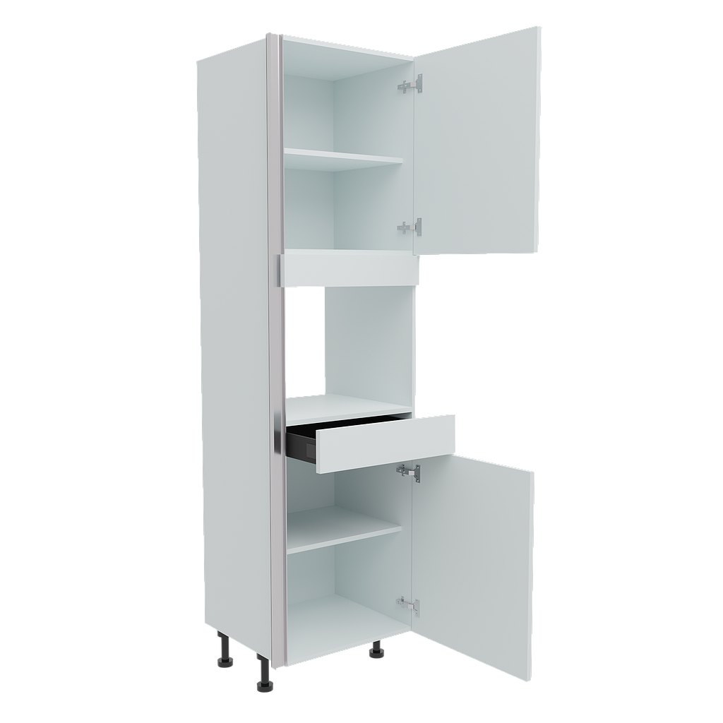 600mm True Handleless Tall Microwave Housing with Drawer & Doors - RH Hinge (High)