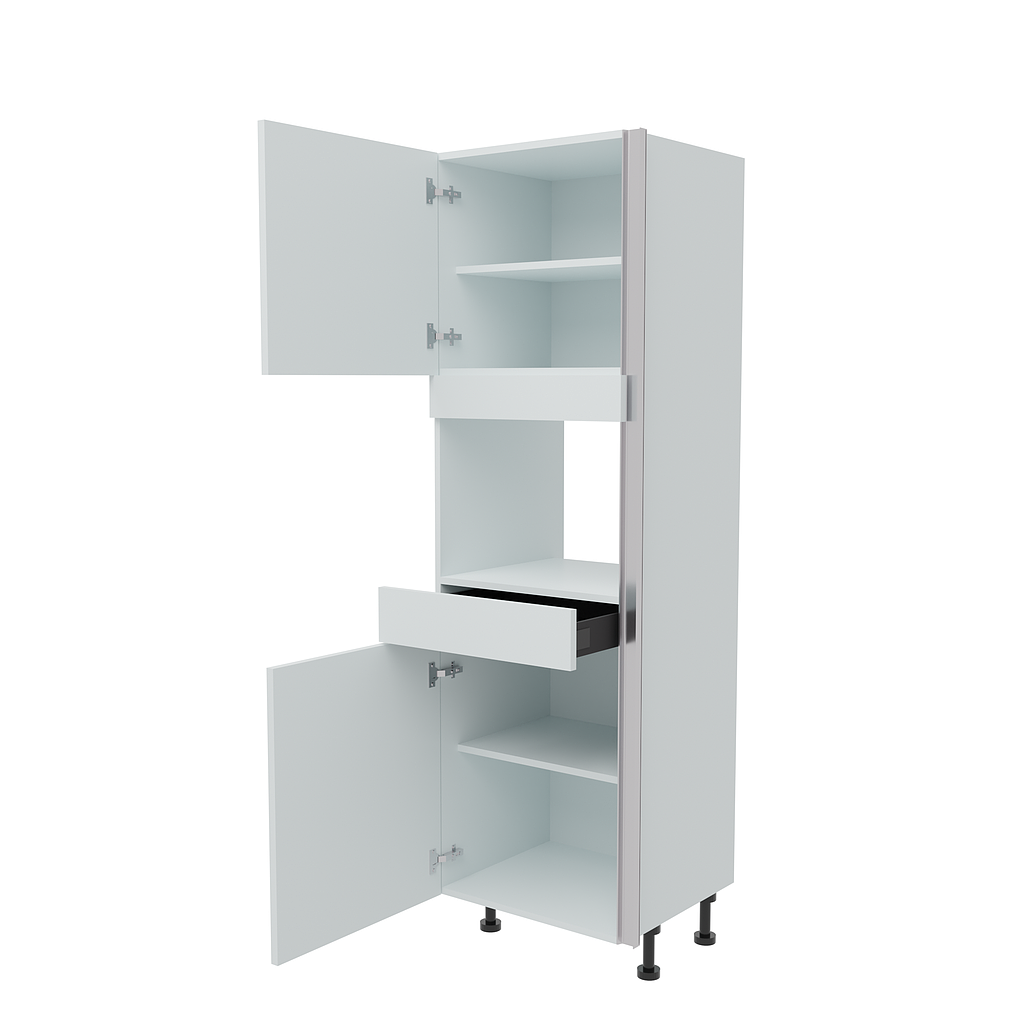 600mm True Handleless Tall Microwave Housing with Drawer & Doors - LH Hinge (Medium)