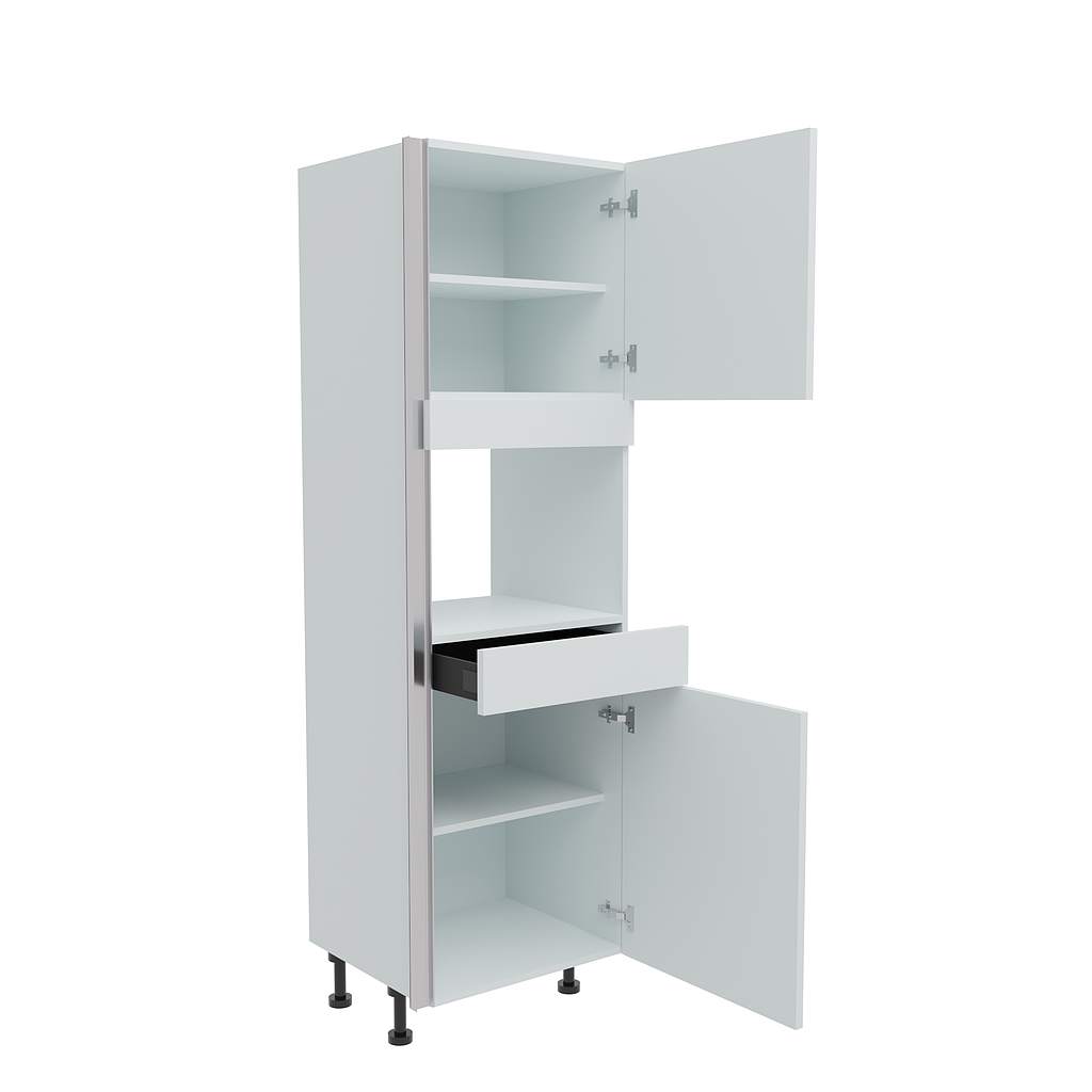 600mm True Handleless Tall Microwave Housing with Drawer & Doors - RH Hinge (Medium)