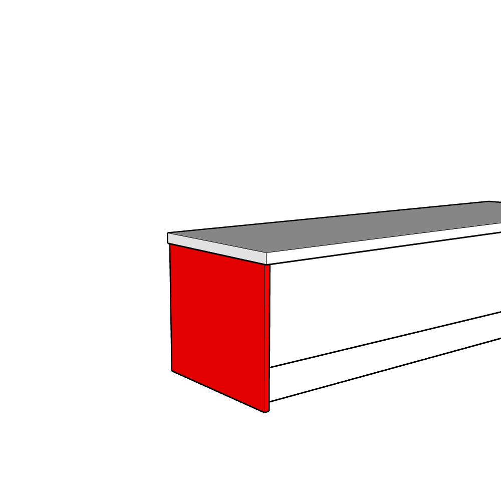 Artino Base End Panel - Plain - Half Height - 530 x 625 x 18mm