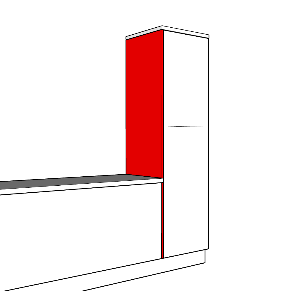 Artino Inline Tall End Panel - Plain - High Larder Height - 2150 x 625 x 18mm