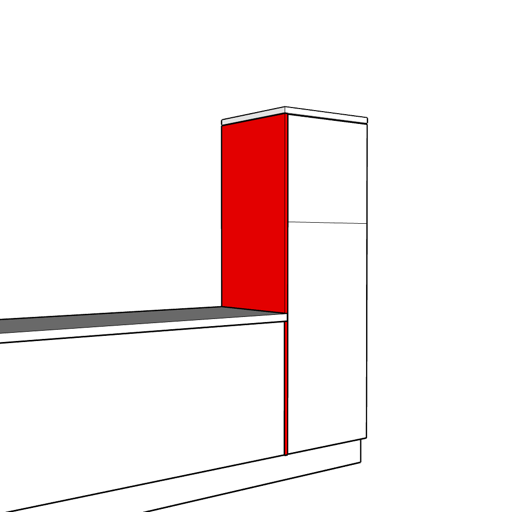 Artino Inline Tall End Panel - Plain - Low Larder Height - 1825 x 625 x 18mm