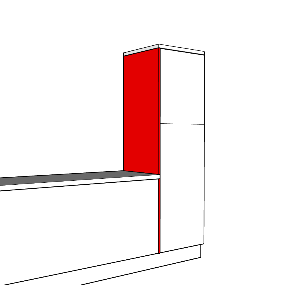 Artino Inline Tall End Panel - Plain - Medium Larder Height - 1970 x 625 x 18mm
