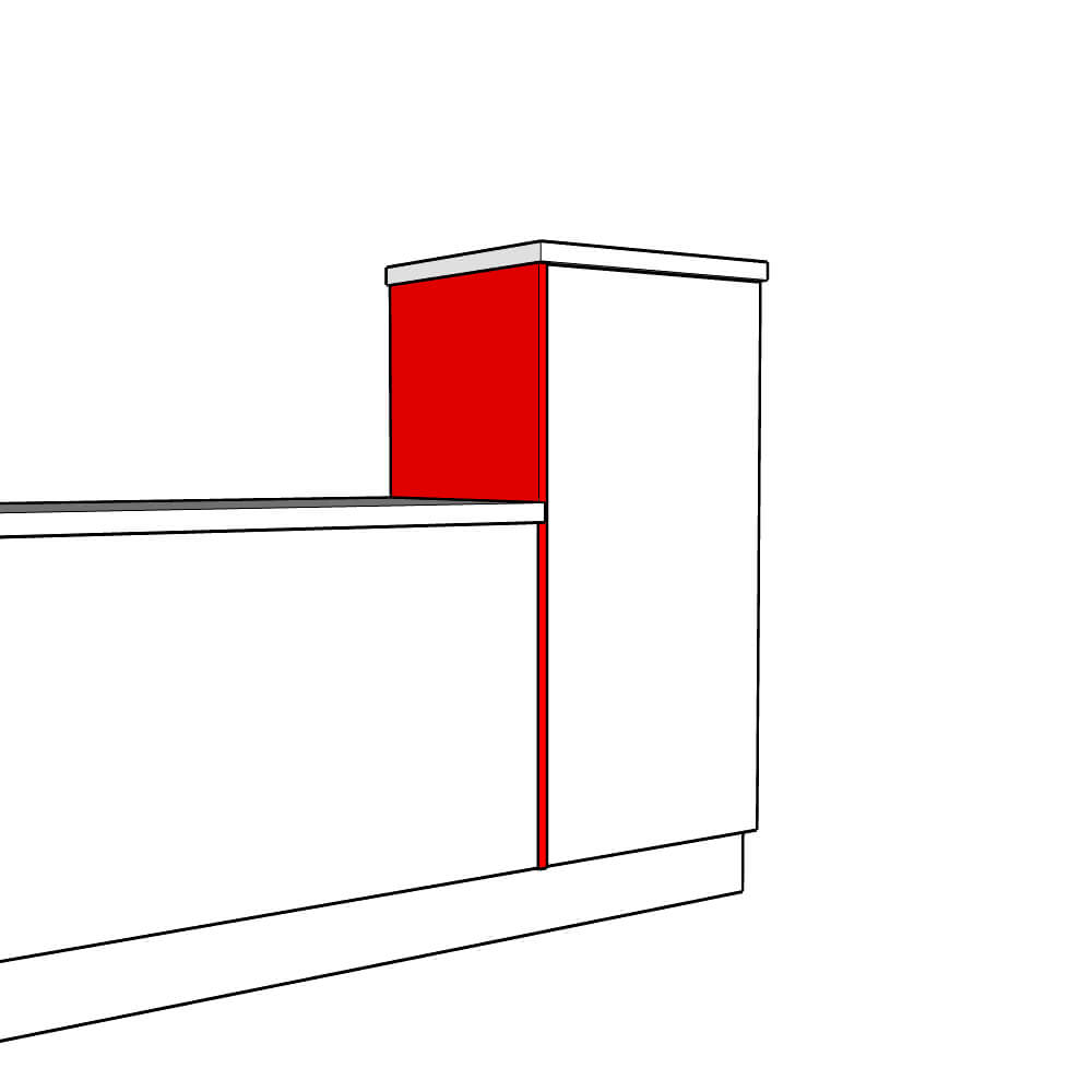 Artino Inline Tall End Panel - Plain - Midi Height - 1250 x 625 x 18mm