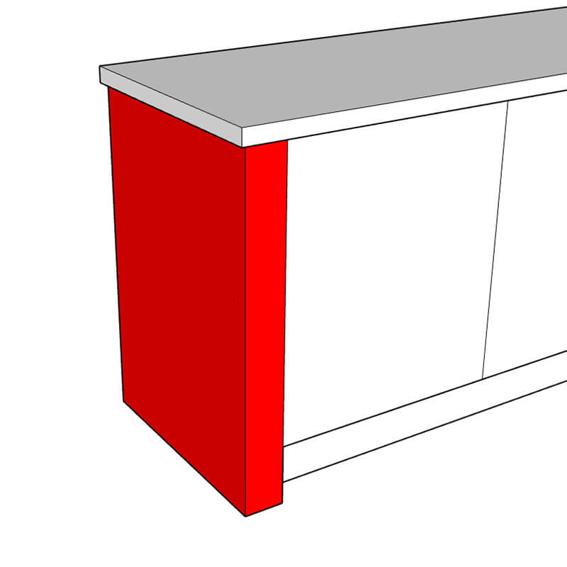 Artino Return Gable End Panel - Plain - 890 x 600 x 100mm