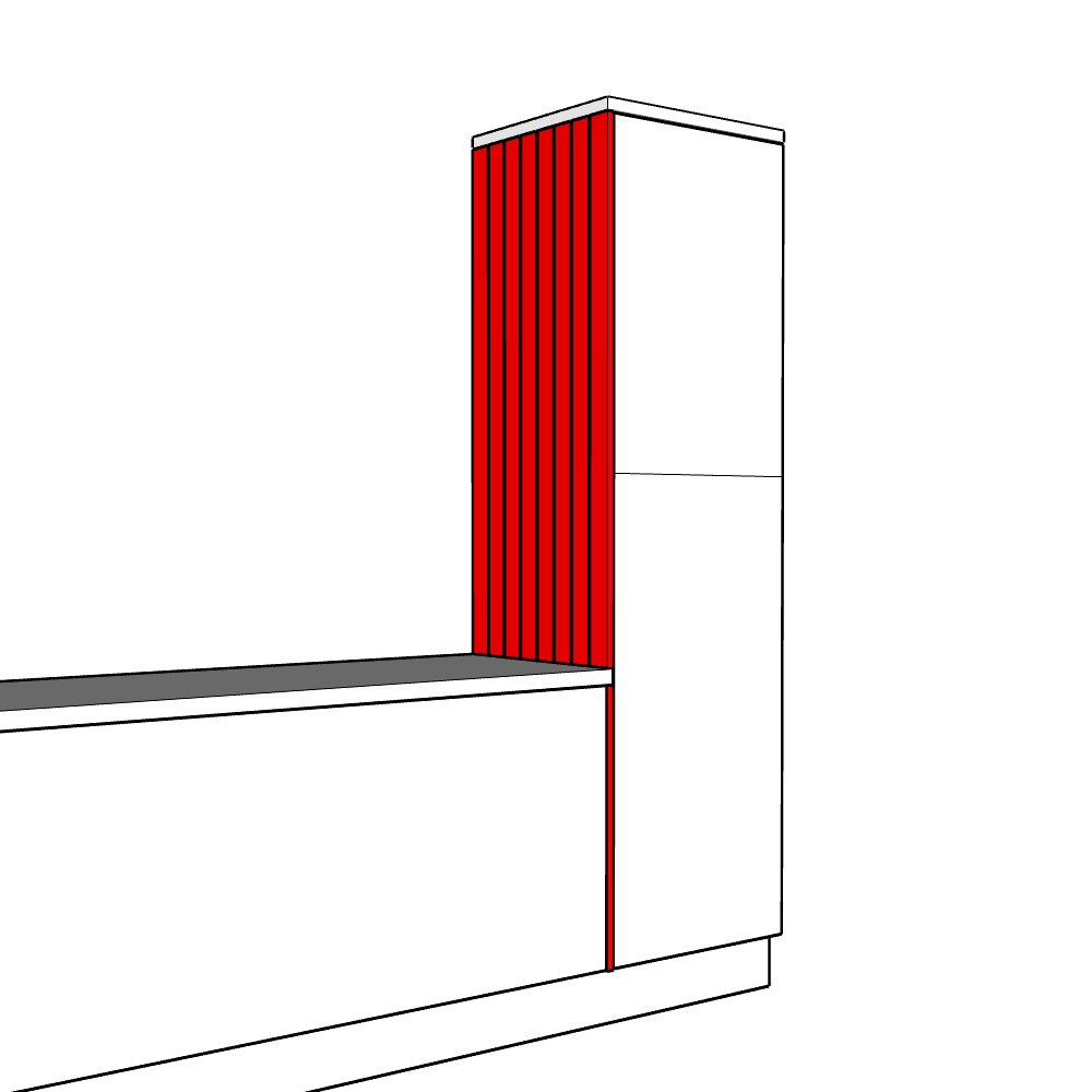 Burwood (Premium Colours) Inline Tall End Panel - T&G - High Larder Height - 2150 x 625 x 18mm