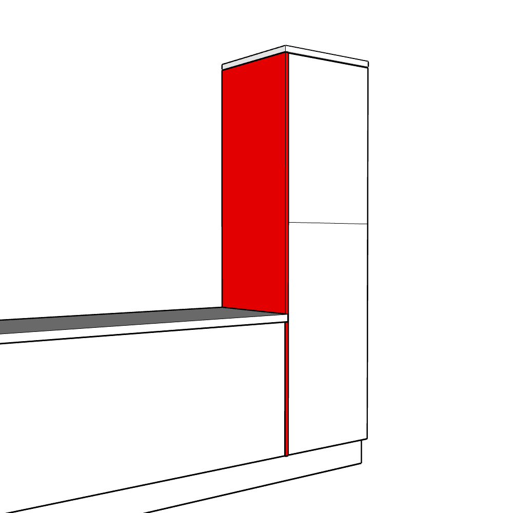 Fleetwood Inline Tall End Panel - Plain - High Larder Height - 2150 x 625 x 18mm