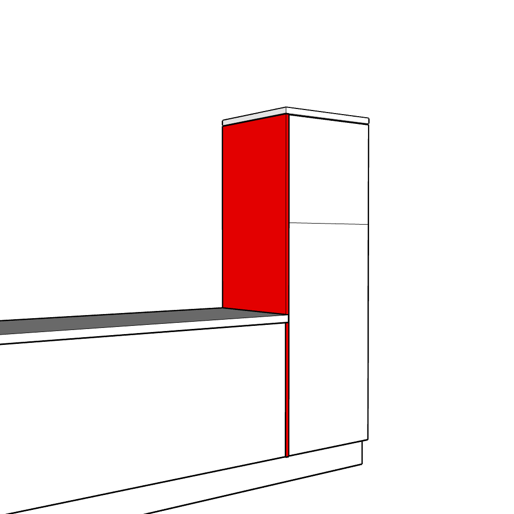 Messina Inline Tall End Panel - Plain - Low Larder Height - 1825 x 625 x 18mm