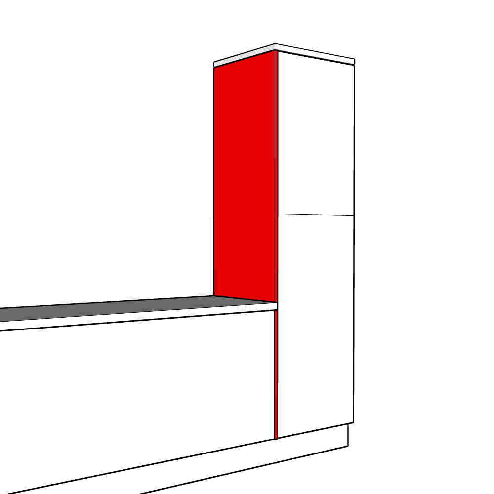 Tenby Inline Tall End Panel - Plain - High Larder Height - 2150 x 625 x 18mm