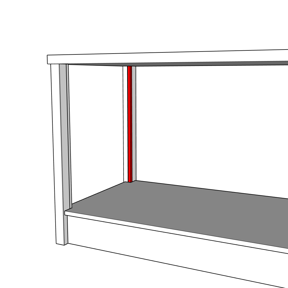 Cassina Square Base Pilaster Insert - 965 x 18 x 18mm