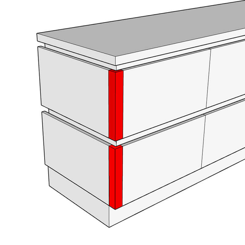 2 x Henley External Corner Post - 325 x 46 x 46mm (For use with TH 2 Pan Drawer Units)