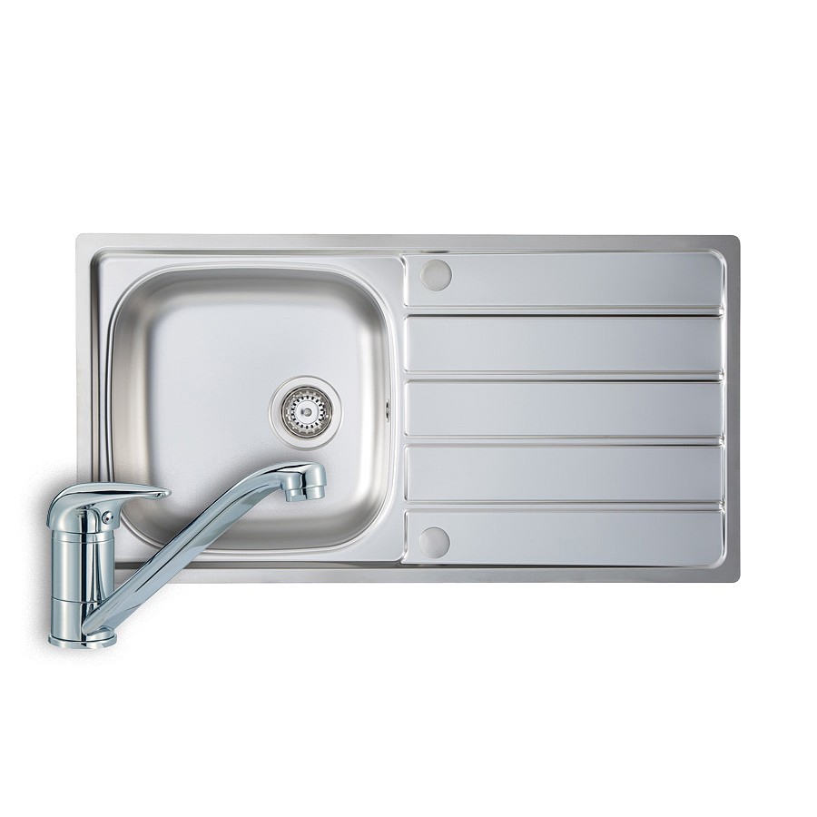 Humber tap pack 1.0 bowl Polished Steel Inset Sink & Tap Pack