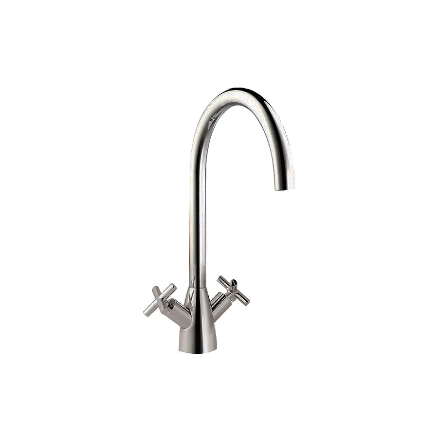 Regen Brushed Steel Twin Lever Mixer Tap