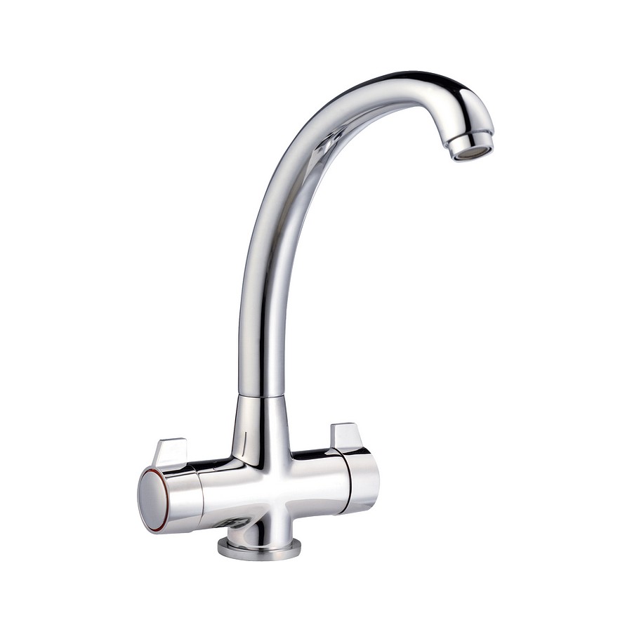 Volga Chrome Twin Lever Mixer Tap